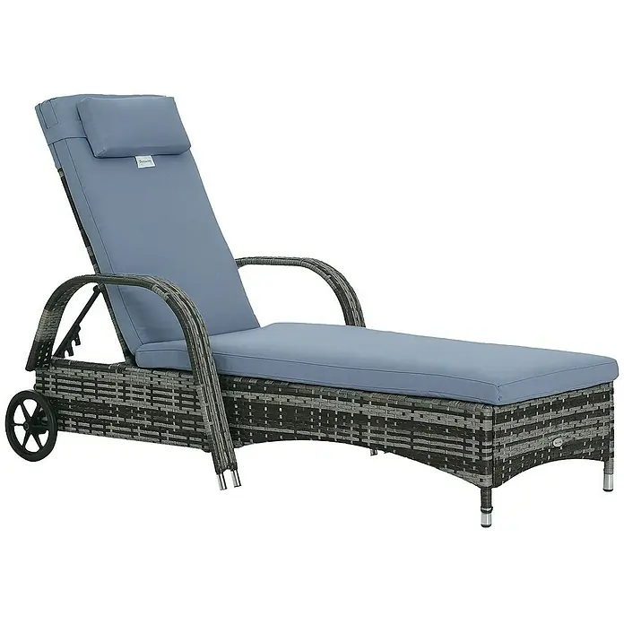 Outsunny Gartenliege - Grau+Blau, Metall