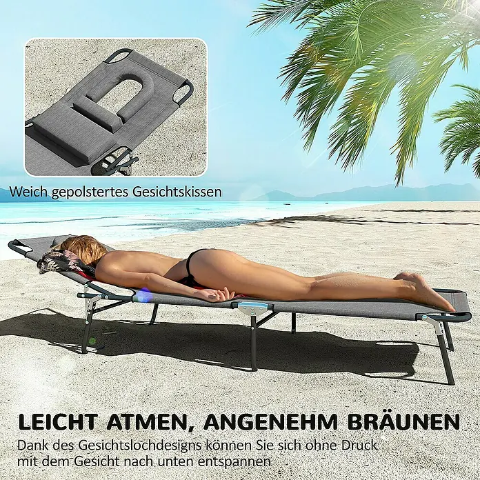Outsunny Gartenliege - Dunkelgrau, Stahl