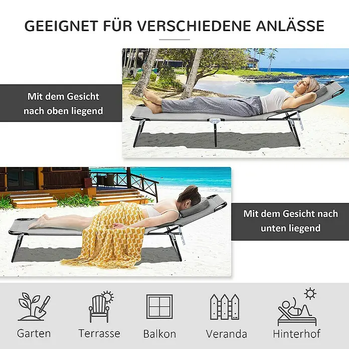 Outsunny Gartenliege - Dunkelgrau, Stahl