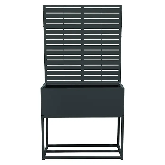 Westmann Pflanzkasten mit Rankgitter Dekora 4 - Außenmaß (L x B x H): 90 x 42,5 x 174 cm, Stahl, Anthrazit - Dunkelgrauer Metall-Pflanzkübel mit integriertem Lamellen-Sichtschutz.