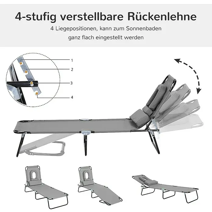 Outsunny Gartenliege - Dunkelgrau, Stahl