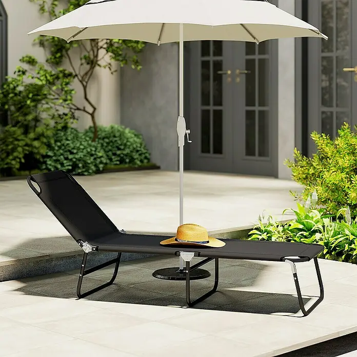 Outsunny Gartenliege - Schwarz, Stahl