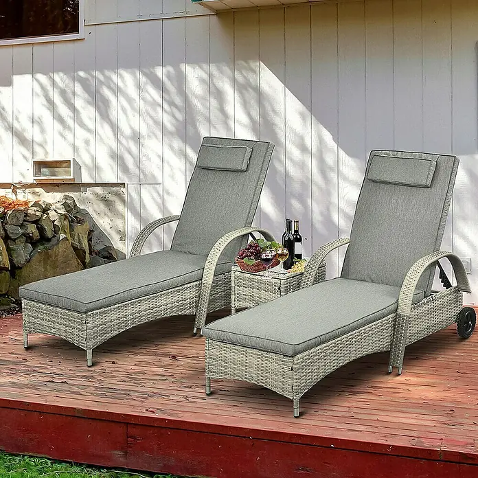 Outsunny Gartenliege - Grau, Metall