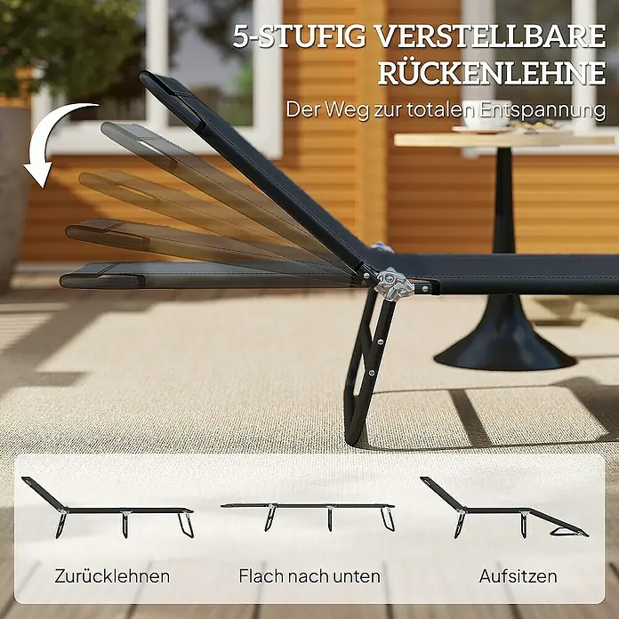 Outsunny Gartenliege - Schwarz, Stahl