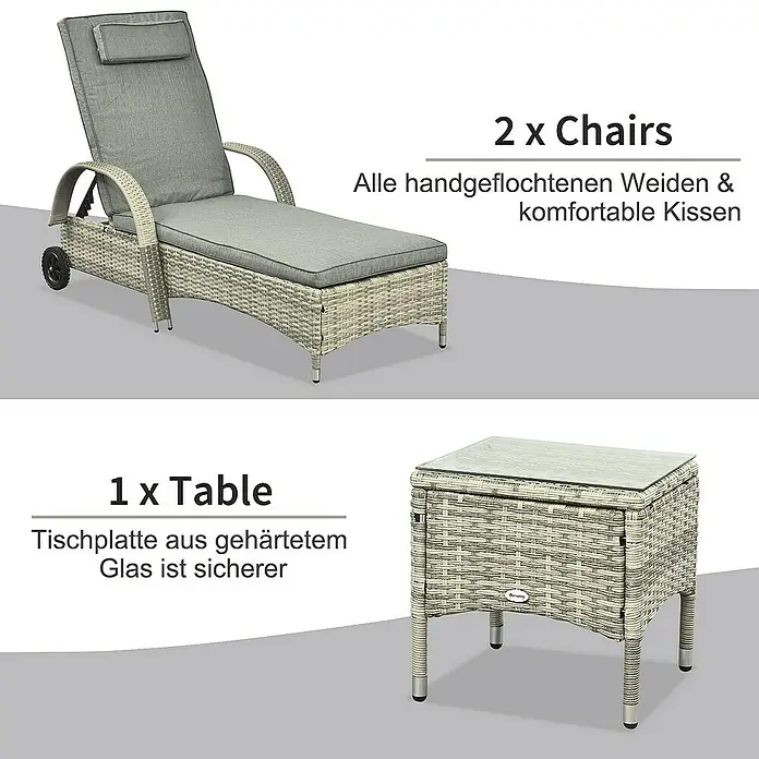 Outsunny Gartenliege - Grau, Metall