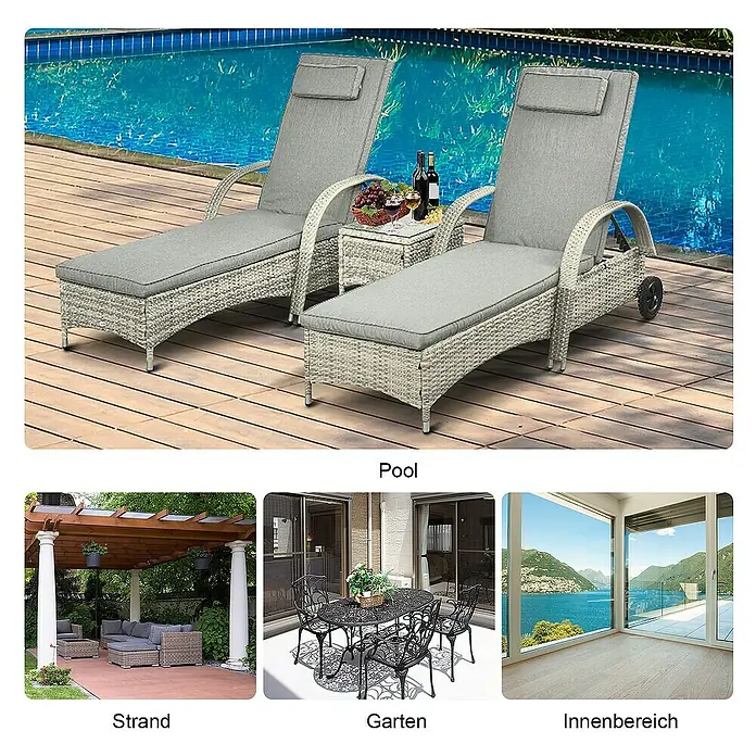 Outsunny Gartenliege - Grau, Metall