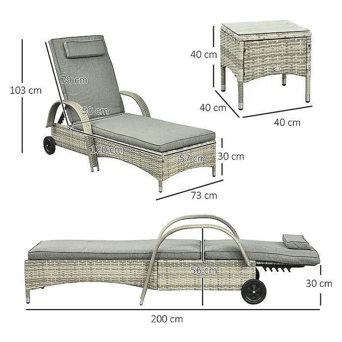 Outsunny Gartenliege - Grau, Metall