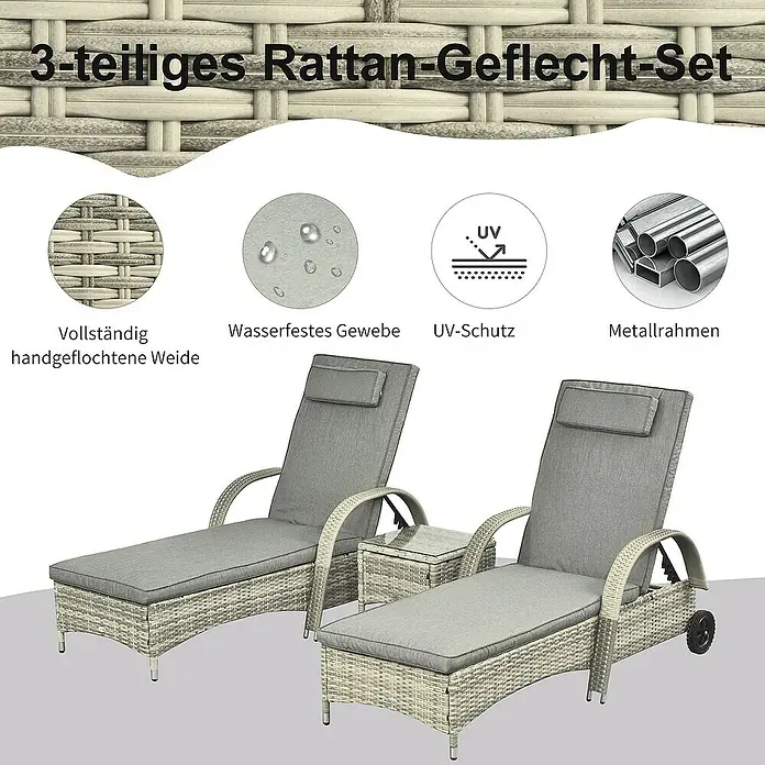 Outsunny Gartenliege - Grau, Metall