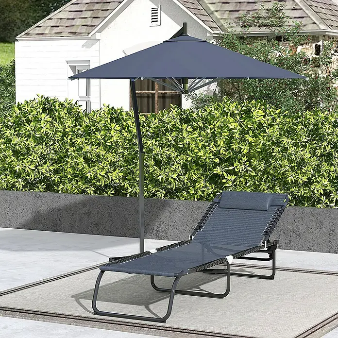 Outsunny Gartenliege - Grau, Stahl