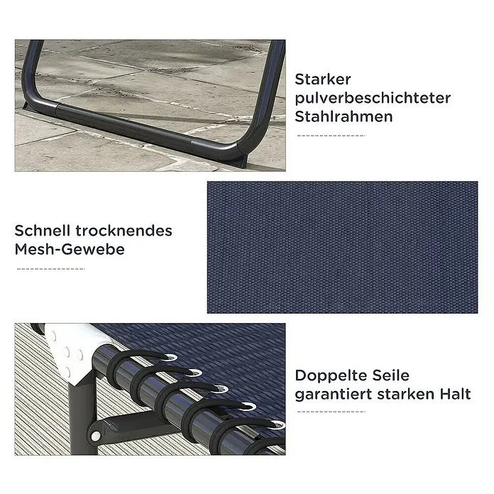 Outsunny Gartenliege - Grau, Stahl