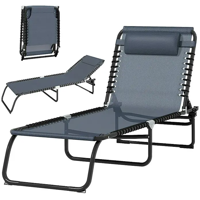 Outsunny Gartenliege - Grau, Stahl