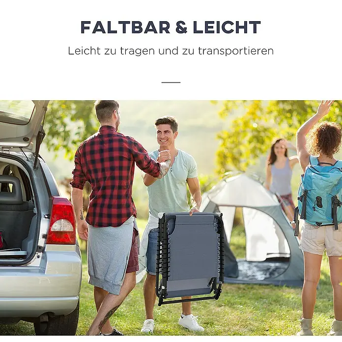 Outsunny Gartenliege - Grau, Stahl