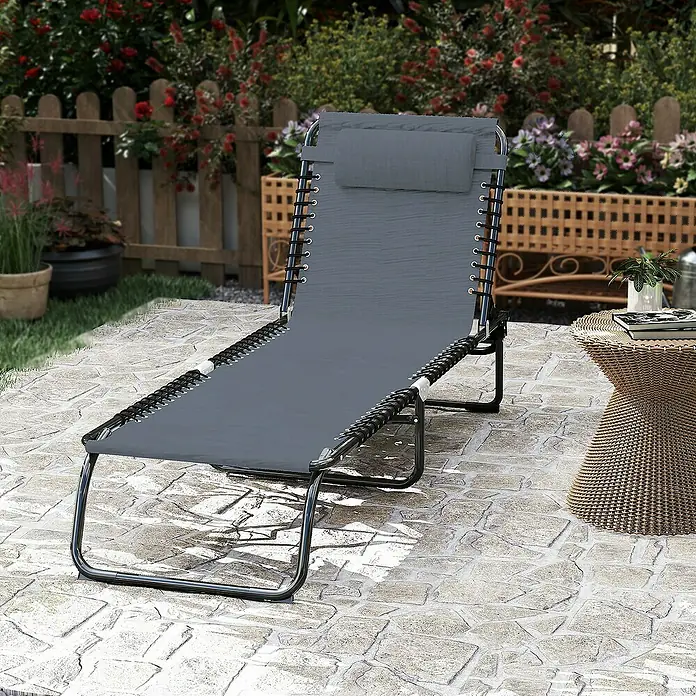 Outsunny Gartenliege - Grau, Stahl
