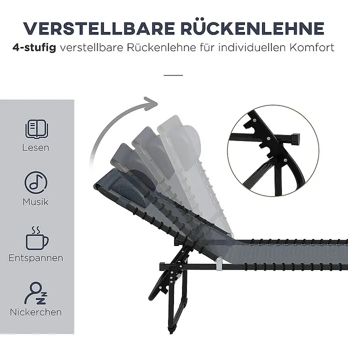 Outsunny Gartenliege - Grau, Stahl