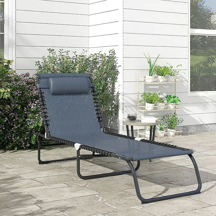 Outsunny Gartenliege - Grau, Stahl