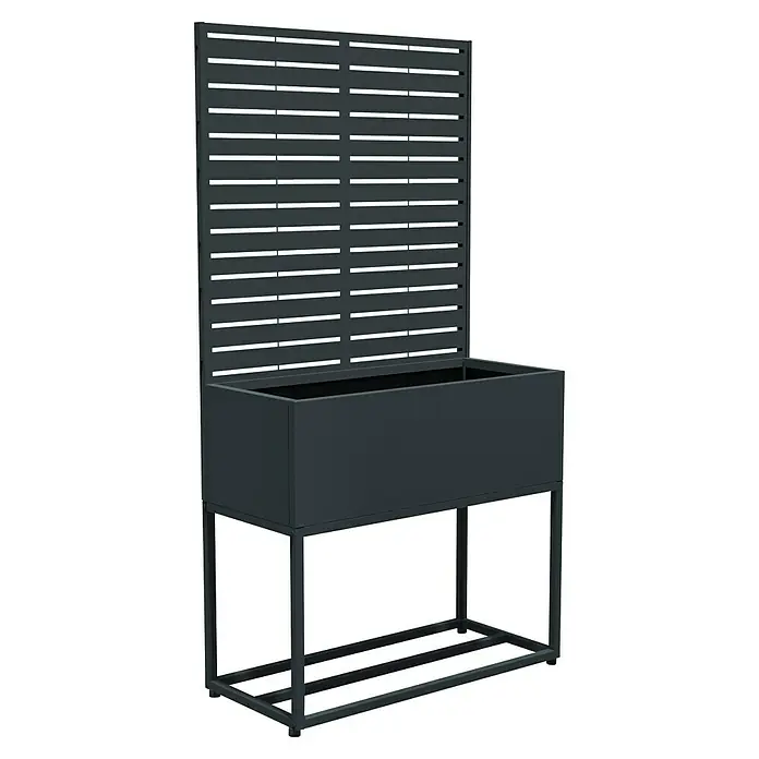 Westmann Pflanzkasten mit Rankgitter Dekora 4 - Außenmaß (L x B x H): 90 x 42,5 x 174 cm, Stahl, Anthrazit - Anthrazitfarbenes Hochbeet aus Metall mit Rankgitter und Ständer.