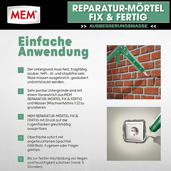MEM Reparaturmörtel (Zementgrau, 300 ml)