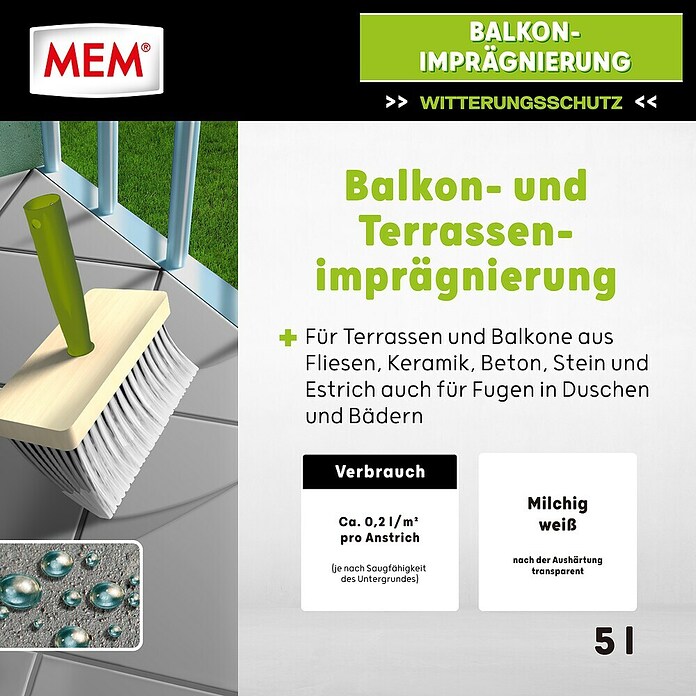 MEM Balkon-Imprägnierung (5 l, Lösemittelfrei)