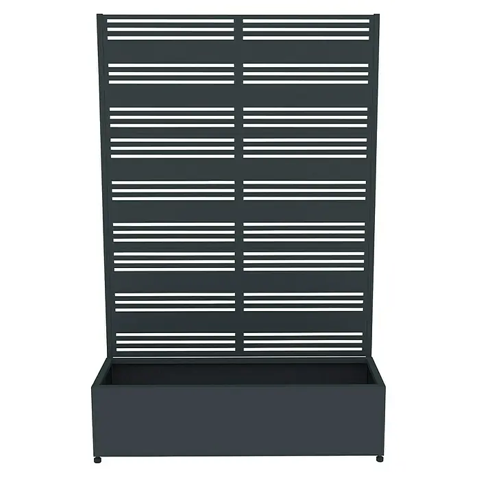 Westmann Pflanzkasten mit Rankgitter Dekora 2 - Außenmaß (L x B x H): 120 x 42,5 x 184 cm, Stahl, Anthrazit - Dunkelgrauer Pflanzkübel mit integriertem Lamellen-Sichtschutz.