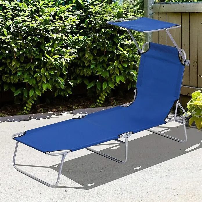 Outsunny Gartenliege - Blau, Metall
