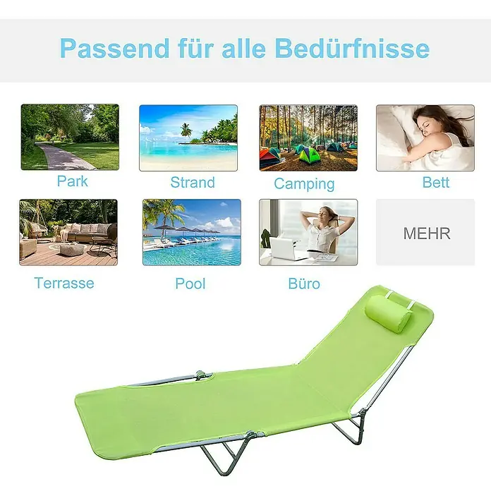 Outsunny Gartenliege - Grün, Stahl