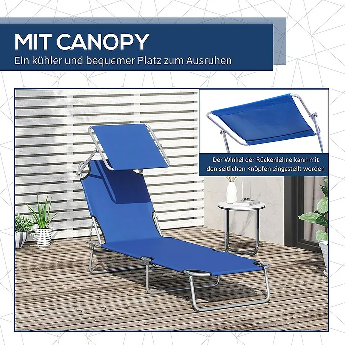 Outsunny Gartenliege - Blau, Metall