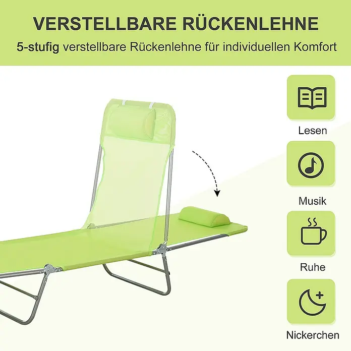 Outsunny Gartenliege - Grün, Stahl