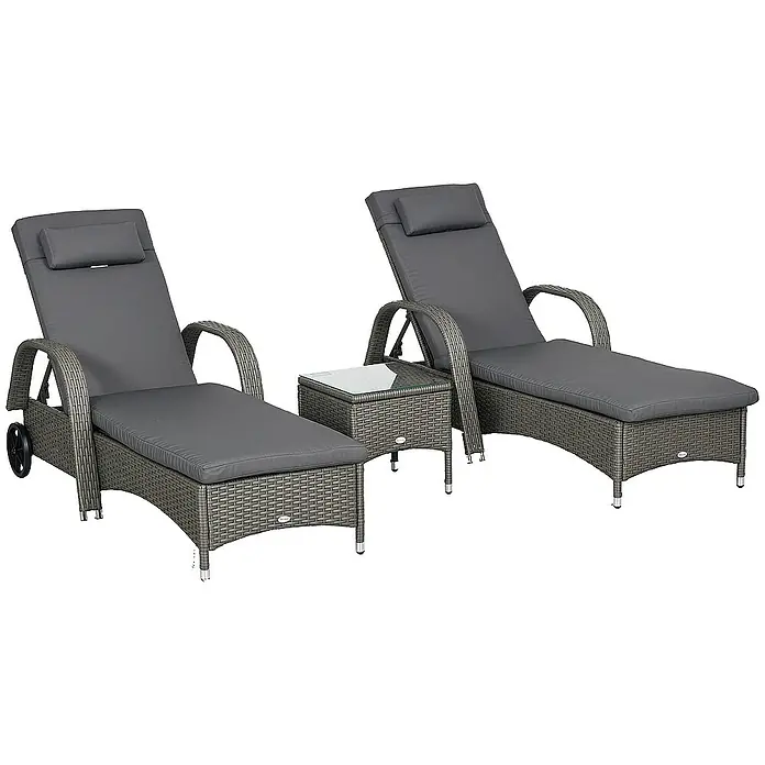 Outsunny Gartenliege - Grau+Dunkelgrau, Metall