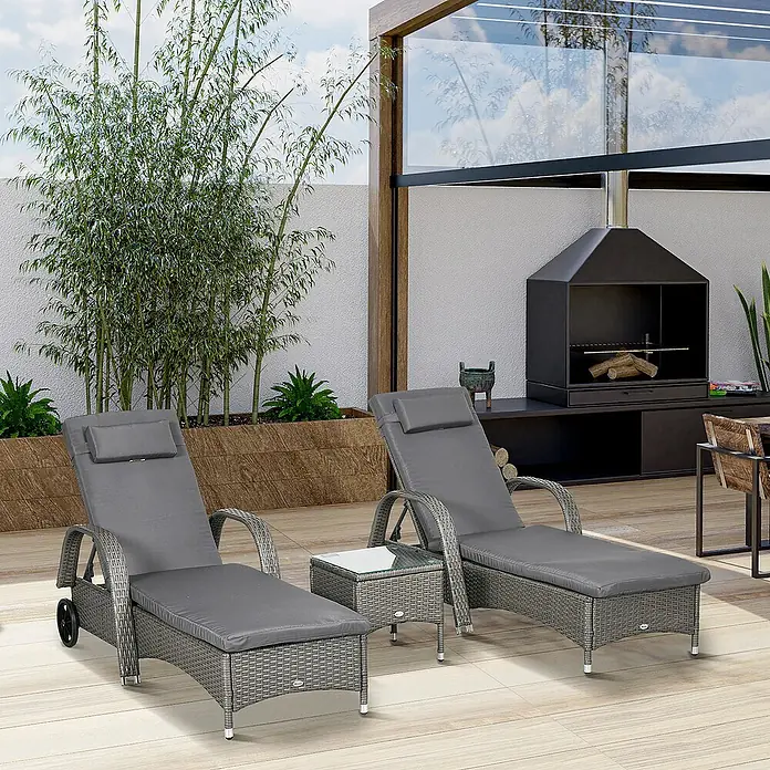 Outsunny Gartenliege - Grau+Dunkelgrau, Metall