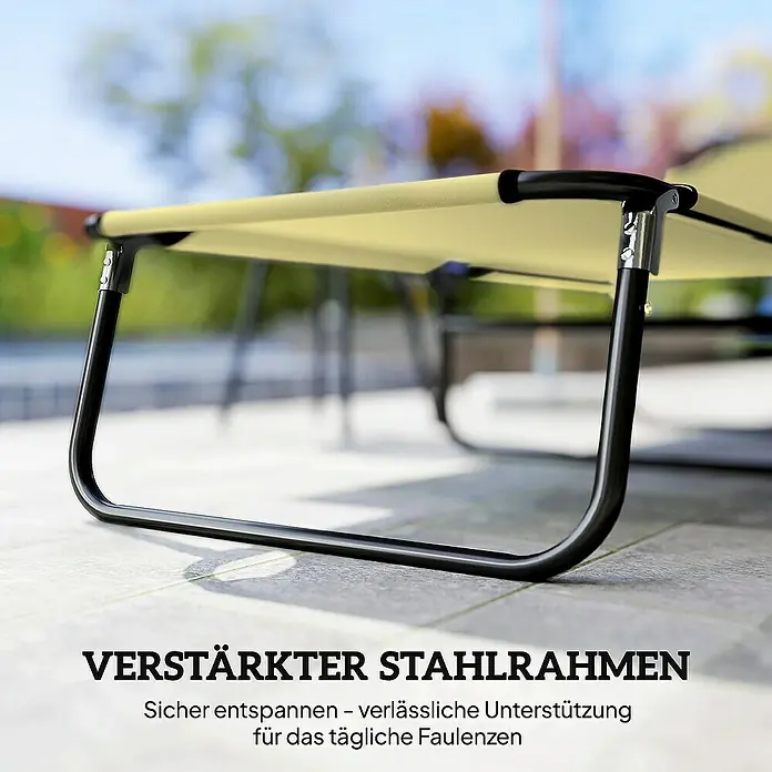 Outsunny Gartenliege - Cremeweiß, Stahl