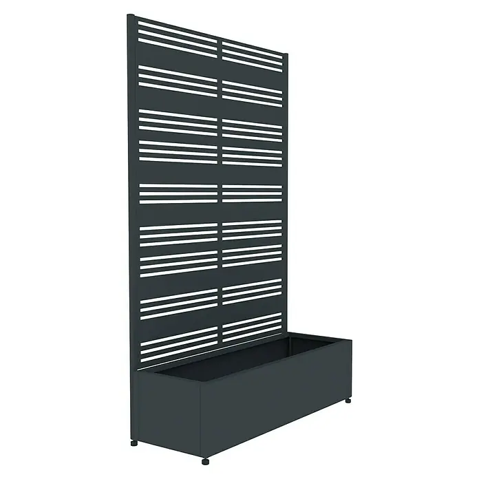 Westmann Pflanzkasten mit Rankgitter Dekora 2 - Außenmaß (L x B x H): 120 x 42,5 x 184 cm, Stahl, Anthrazit - Dunkelgrauer Metall-Pflanzkübel mit integriertem Lamellen-Sichtschutz/Rankgitter.