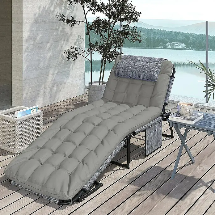 Outsunny Gartenliege - Grau, Stahl