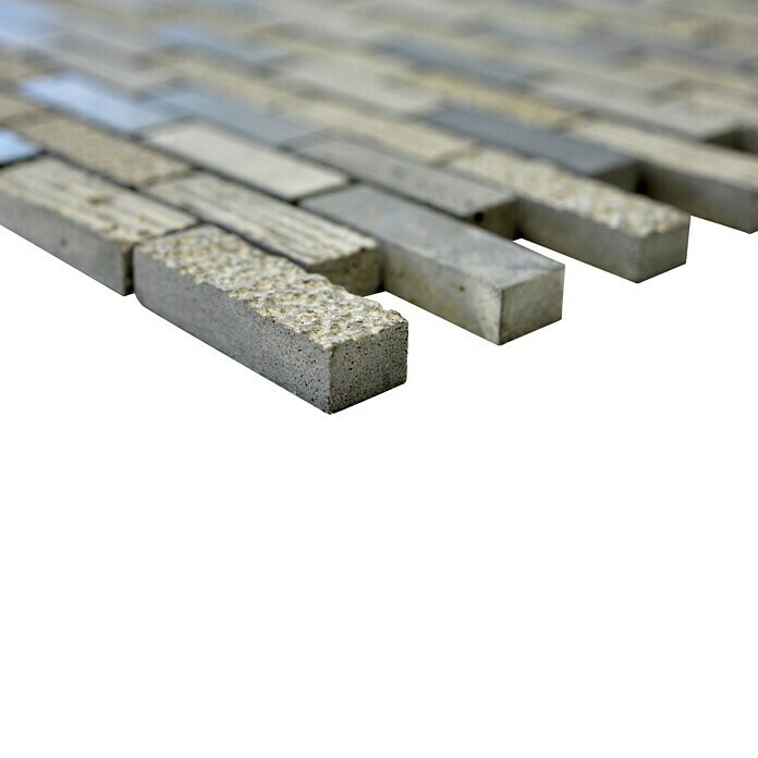 Mosaikfliese Brick Carving Mix XNC B49 (30,5 x 30,5 cm, Grau, Matt)