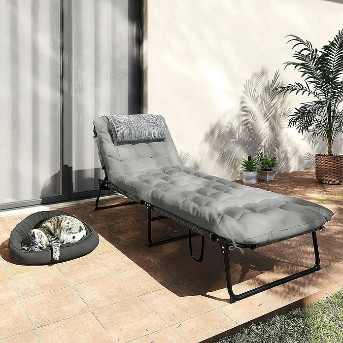 Outsunny Gartenliege - Grau, Stahl