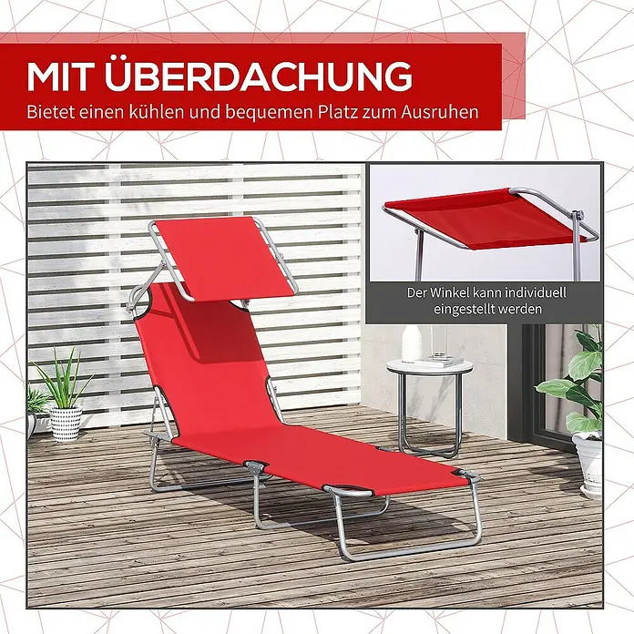 Outsunny Gartenliege - Rot, Metall