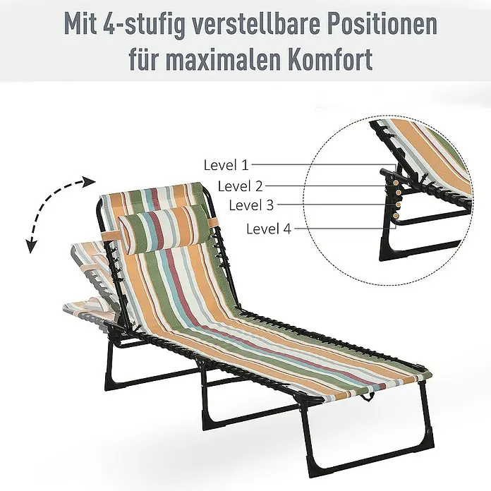 Outsunny Gartenliege - Mehrfarbig, Stahl