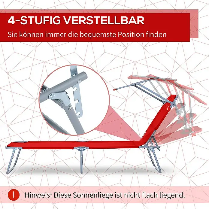 Outsunny Gartenliege - Rot, Metall