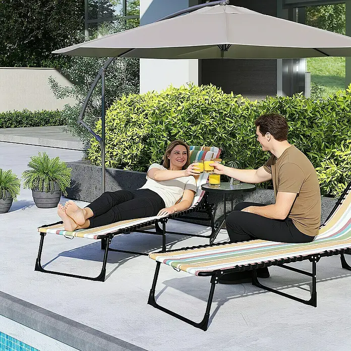 Outsunny Gartenliege - Mehrfarbig, Stahl