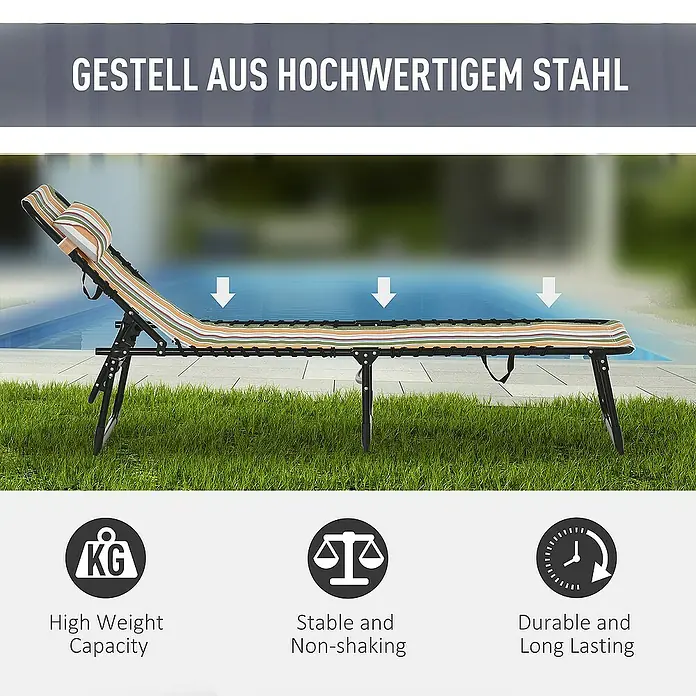Outsunny Gartenliege - Mehrfarbig, Stahl