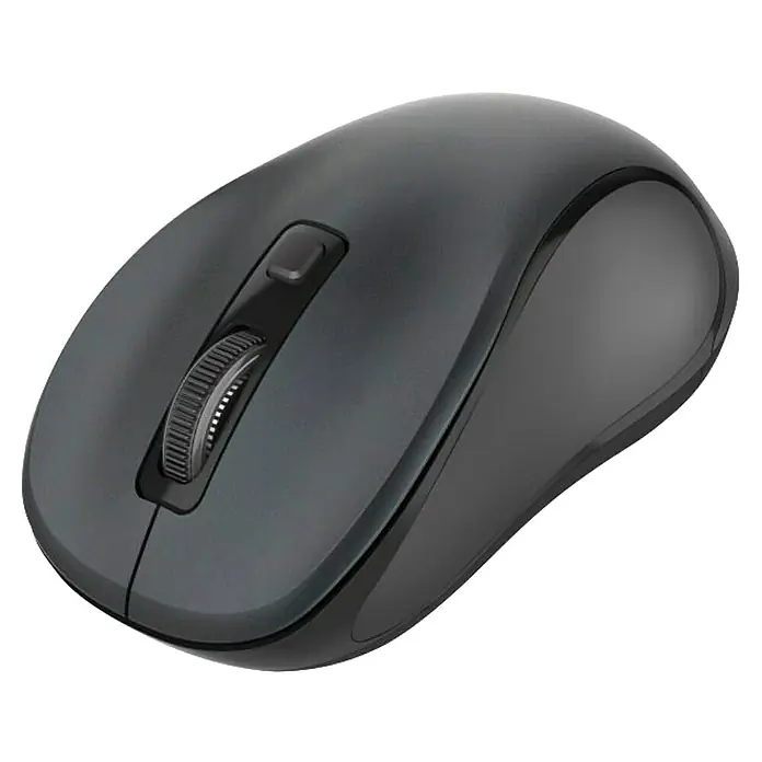 Hama PC-Maus Canosa V2, anthrazit Rechts-und Linkshänder, 3 Tasten - Schwarz, 10,4 x 6 x 3,9 cm - Dunkelgraue, kabellose Computermaus mit Scrollrad und klickbarer Taste für ergonomische Nutzung.