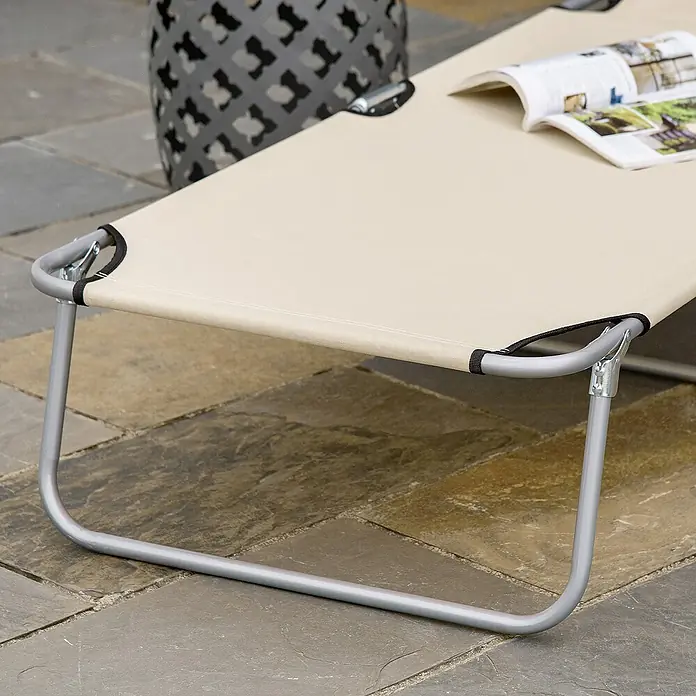 Outsunny Gartenliege - Beige, Metall