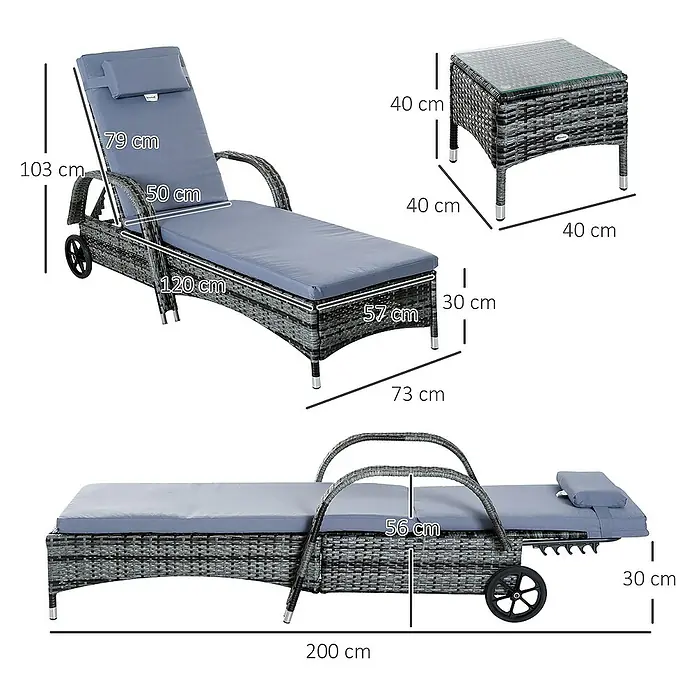 Outsunny Gartenliege - Grau, Metall