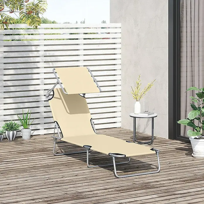 Outsunny Gartenliege - Beige, Metall
