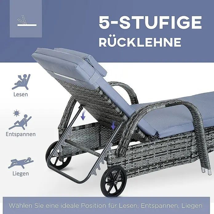 Outsunny Gartenliege - Grau, Metall