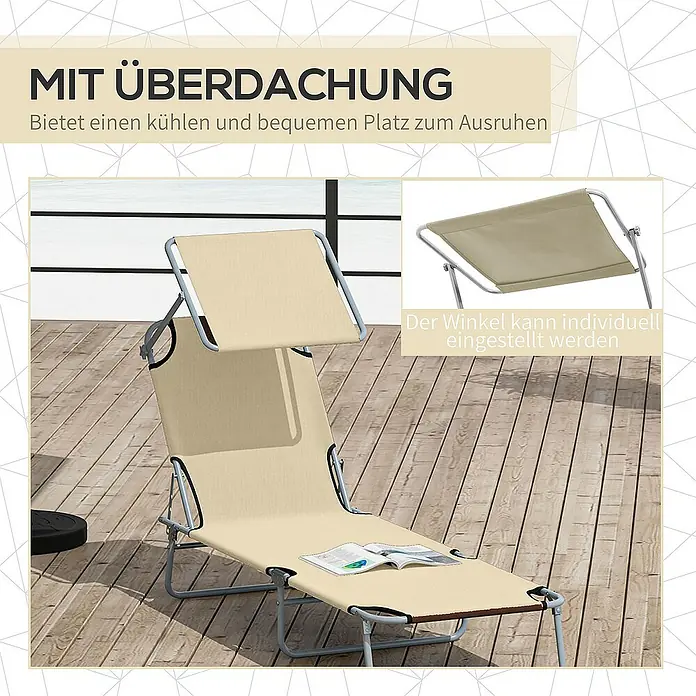 Outsunny Gartenliege - Beige, Metall