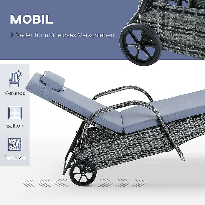 Outsunny Gartenliege - Grau, Metall