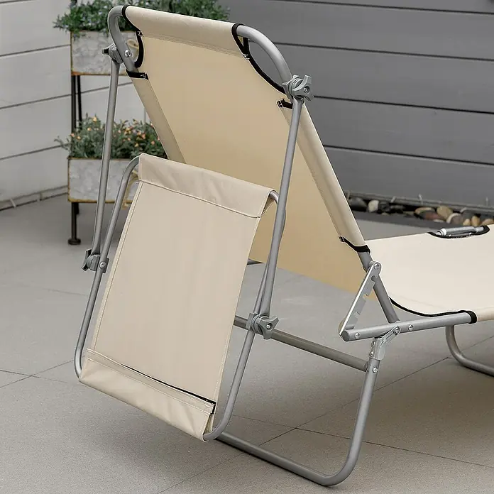 Outsunny Gartenliege - Beige, Metall