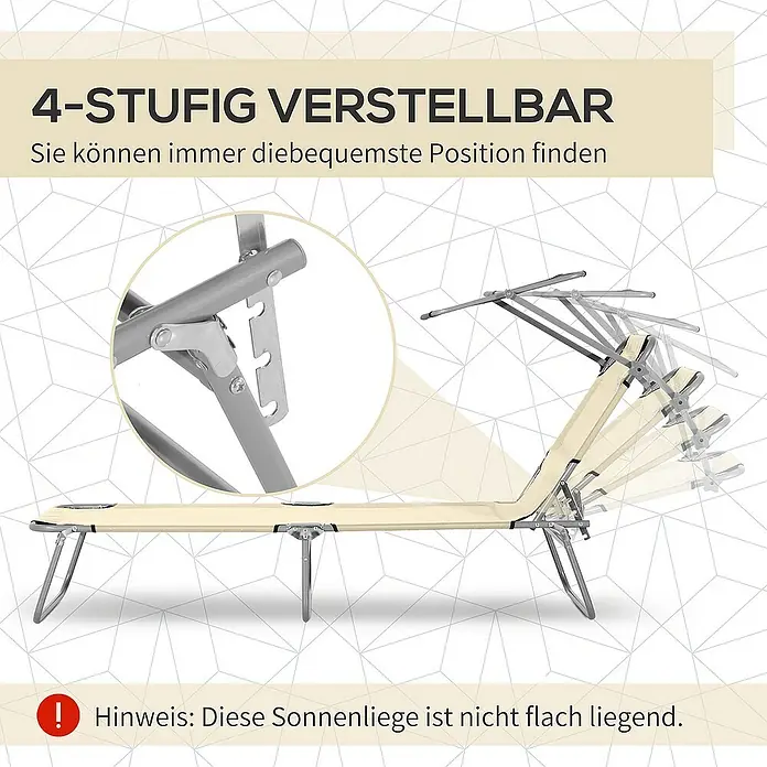 Outsunny Gartenliege - Beige, Metall