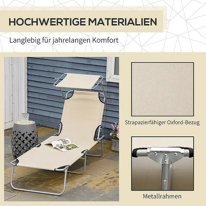 Outsunny Gartenliege - Beige, Metall