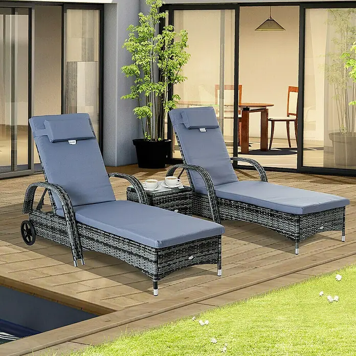 Outsunny Gartenliege - Grau, Metall
